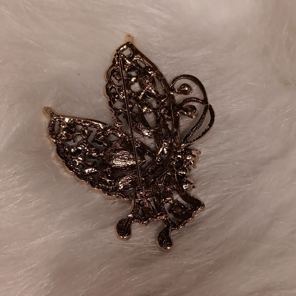 Multi Colored Large Crystal Butterfly Brooch - image 2